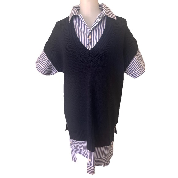 STAUD Dresses & Skirts - STAUD Bridget Wool Sweater Shirt Dress Womens Size Small Navy